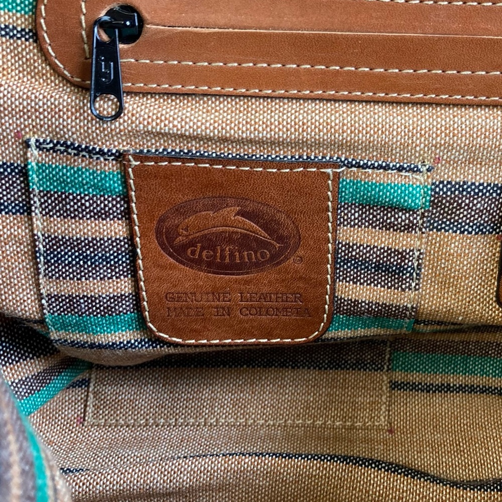 Vintage Delfina Leather Color Block Messenger Bag - Picture 10 of 13